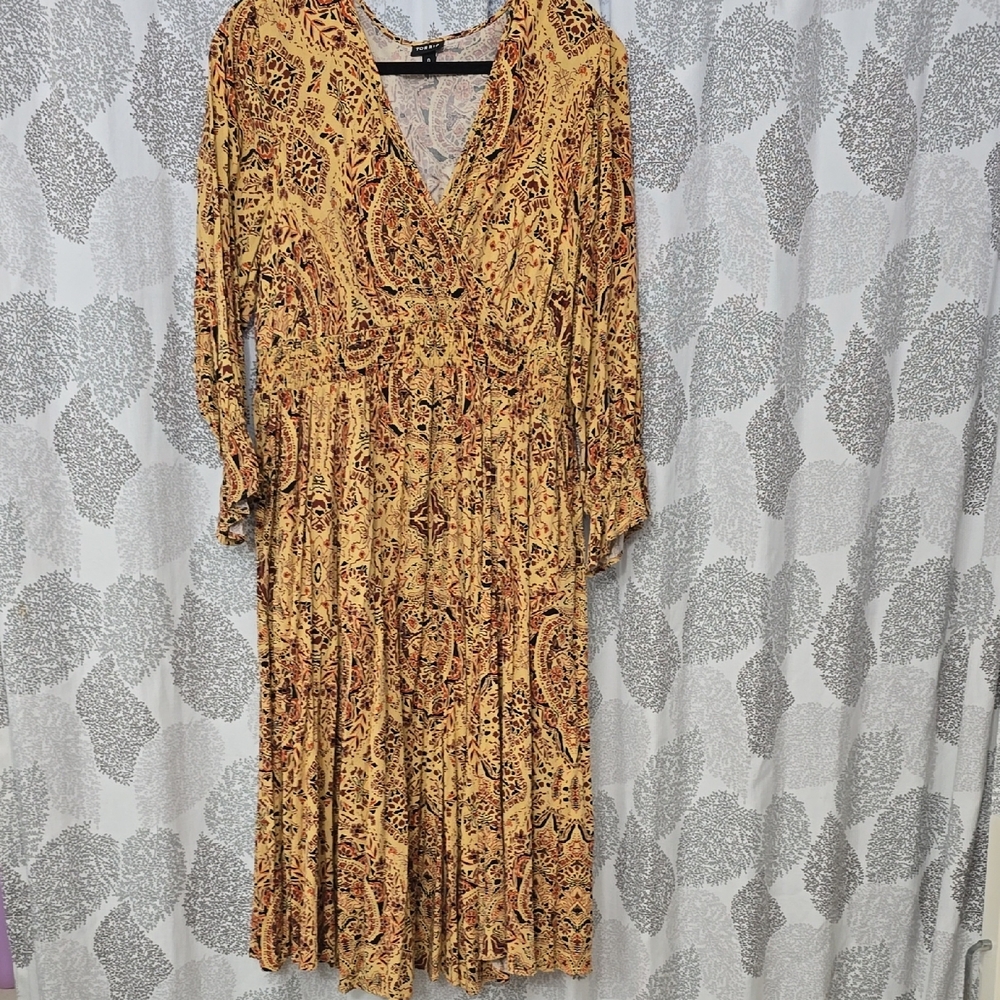 Torrid Gold Casual A-line Dress with Plunge Neckline